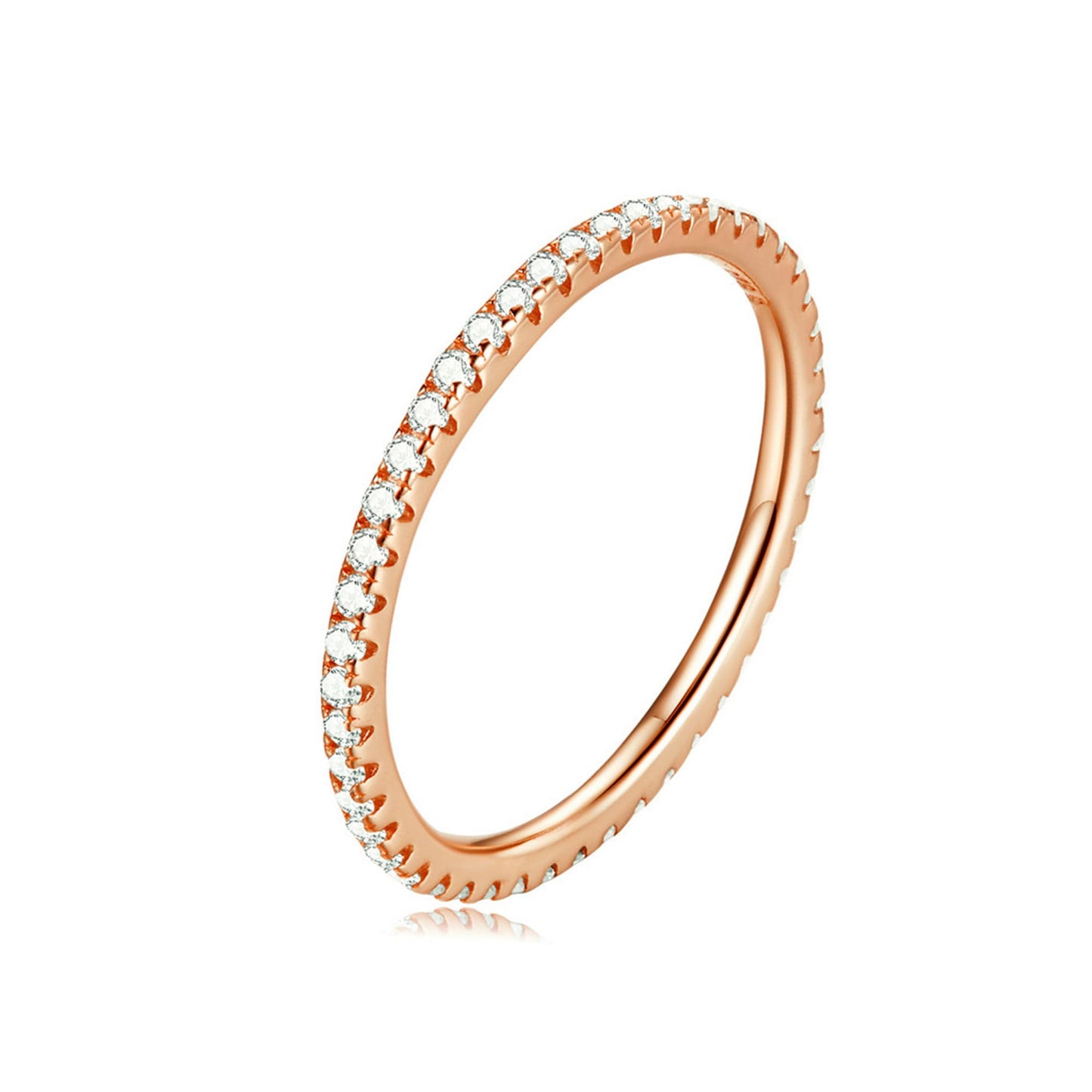 Sterling Silver Full Eternity 1.5mm Pave Set CZ Crystal Stacking Ring I - U