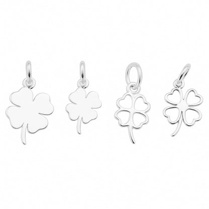 Sterling Silver Lucky Four Leaf Clover Pendant Charm For Necklace Bracelet