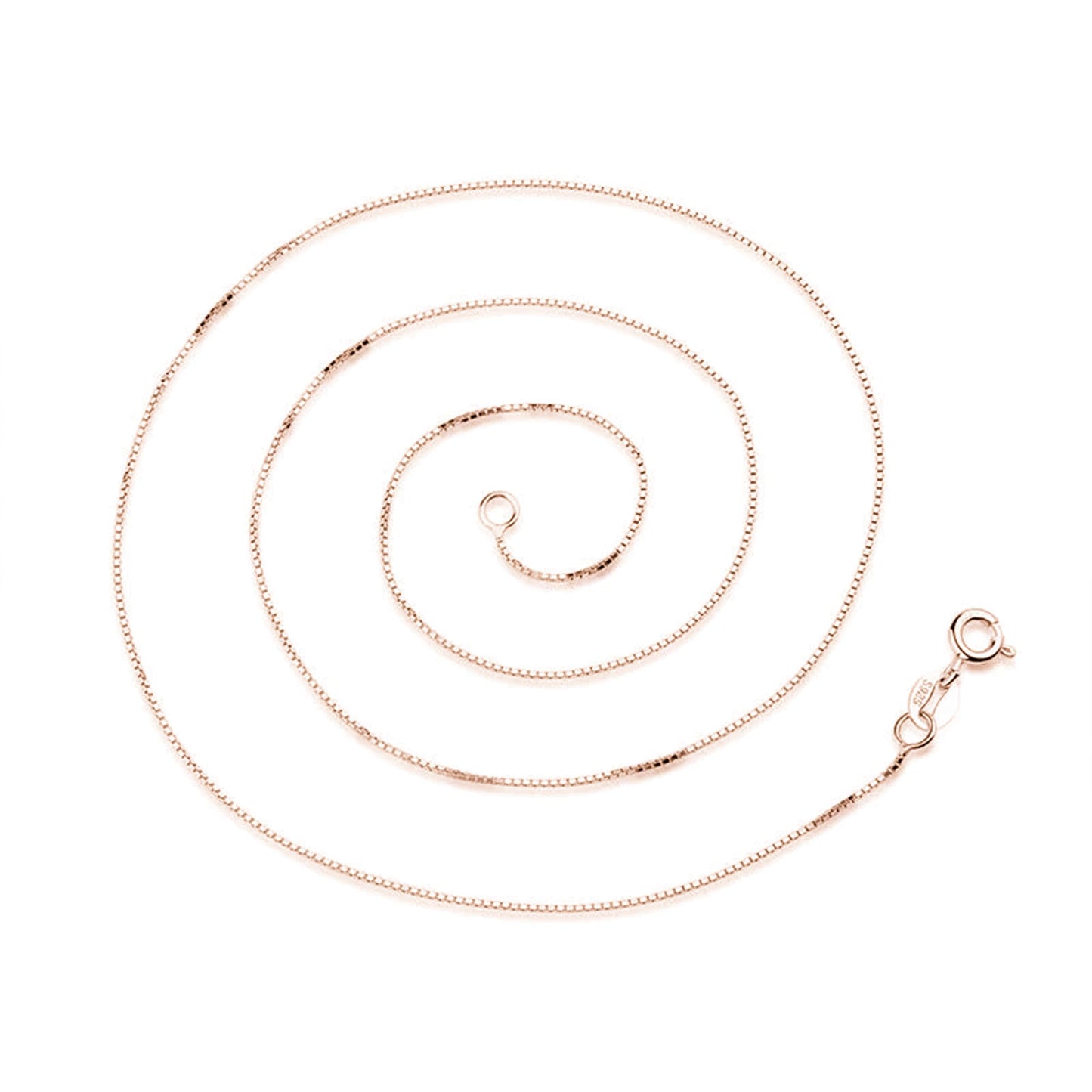 Box chain necklace set, rose gold-tone chain with clasp and extender links