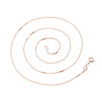 Box chain necklace set, rose gold-tone chain with clasp and extender links