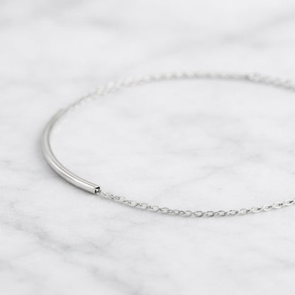 Silver anklet with fine curb chain and small end clasp