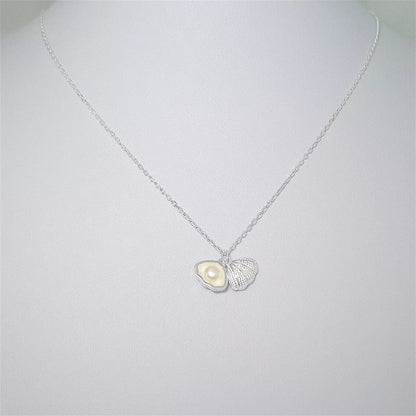 925 Sterling Silver Shell Necklace with Natural Freshwater Pearl