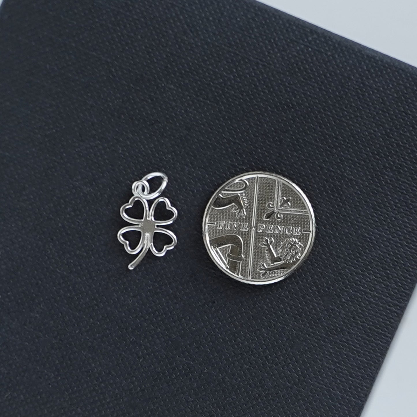 Sterling Silver Hollow Luck Four Leaf Clover With Love Hearts Charm Pendant - sugarkittenlondon