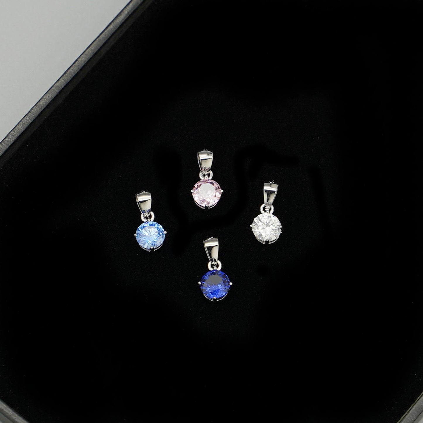 4-Colour Cubic Zirconia Pendant Necklace in Sterling Silver