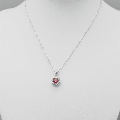 Statement 925 Sterling Silver Red Ruby CZ Cluster Jewelry Set with Choice of Chain - sugarkittenlondon