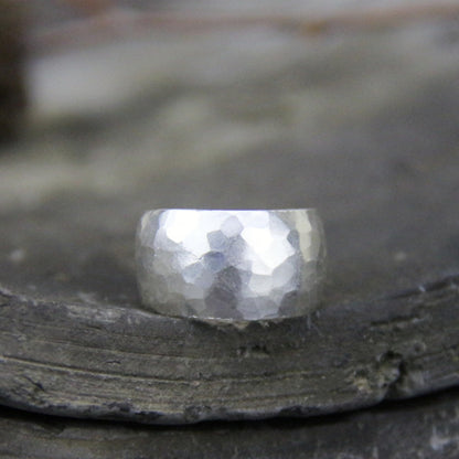 Sterling Silver Hammered Wide Dome Wrap Statement Ring K - T