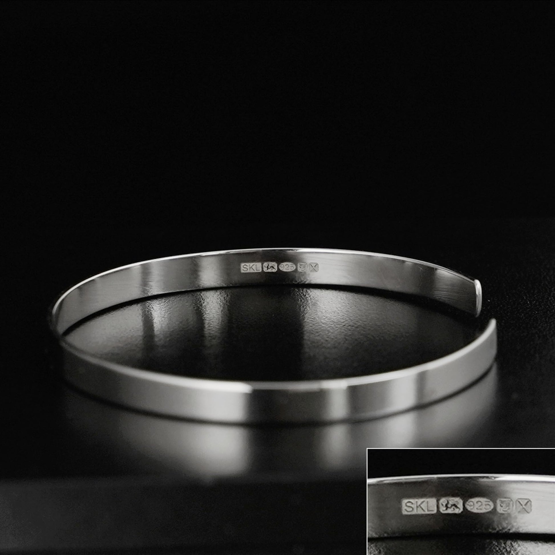 Polished cuff bangle, wide silver-tone cuff bracelet with open ends