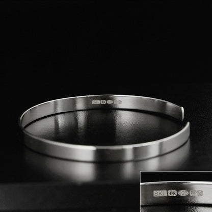 Polished cuff bangle, wide silver-tone cuff bracelet with open ends