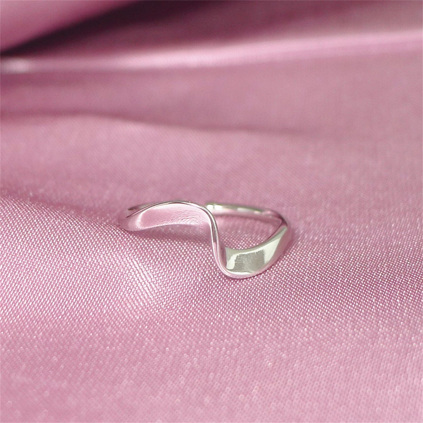 Sterling Silver Shiny Bent Ocean Wave Twisted Rope Open Band Ring - sugarkittenlondon