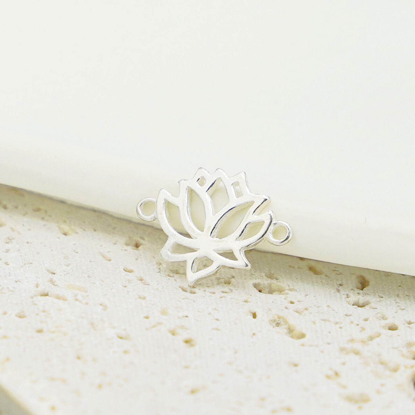Sterling Silver Lotus Flower Yoga Zen Namaste Jewellery Connector Pendant Charm