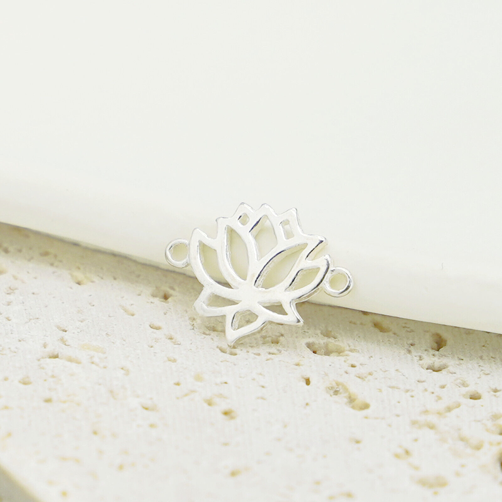 Sterling Silver Lotus Flower Yoga Zen Namaste Jewellery Connector Pendant Charm - sugarkittenlondon