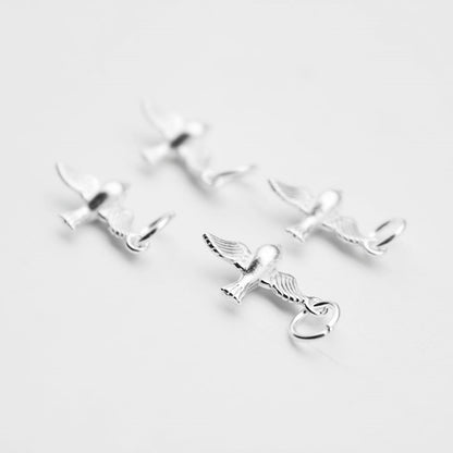 Sterling Silver 3D Flying Bird Pendant For Necklace Bracelet