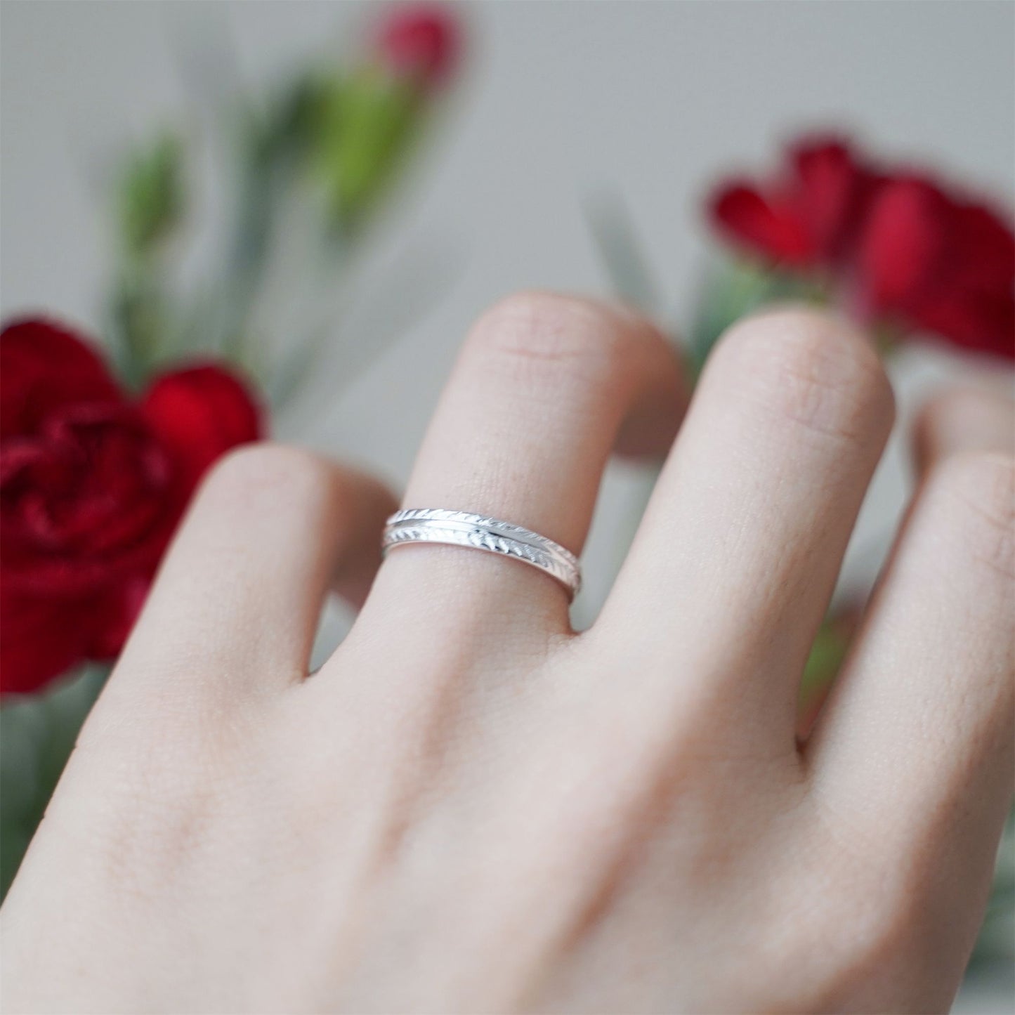 Sterling Silver Angel Feather Wing Leaf Thin Open End Wrap Ring J - L Sizable - sugarkittenlondon