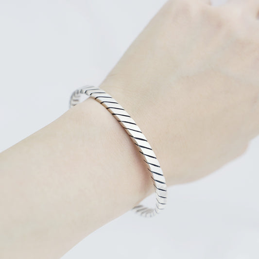 Twisted Cuff Bangle | Solid Sterling Silver | Full UK Hallmark