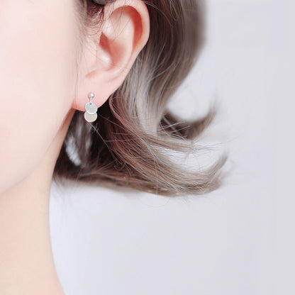 Sterling Silver Bead Stud Earrings with Double Dots 2 Tones - sugarkittenlondon