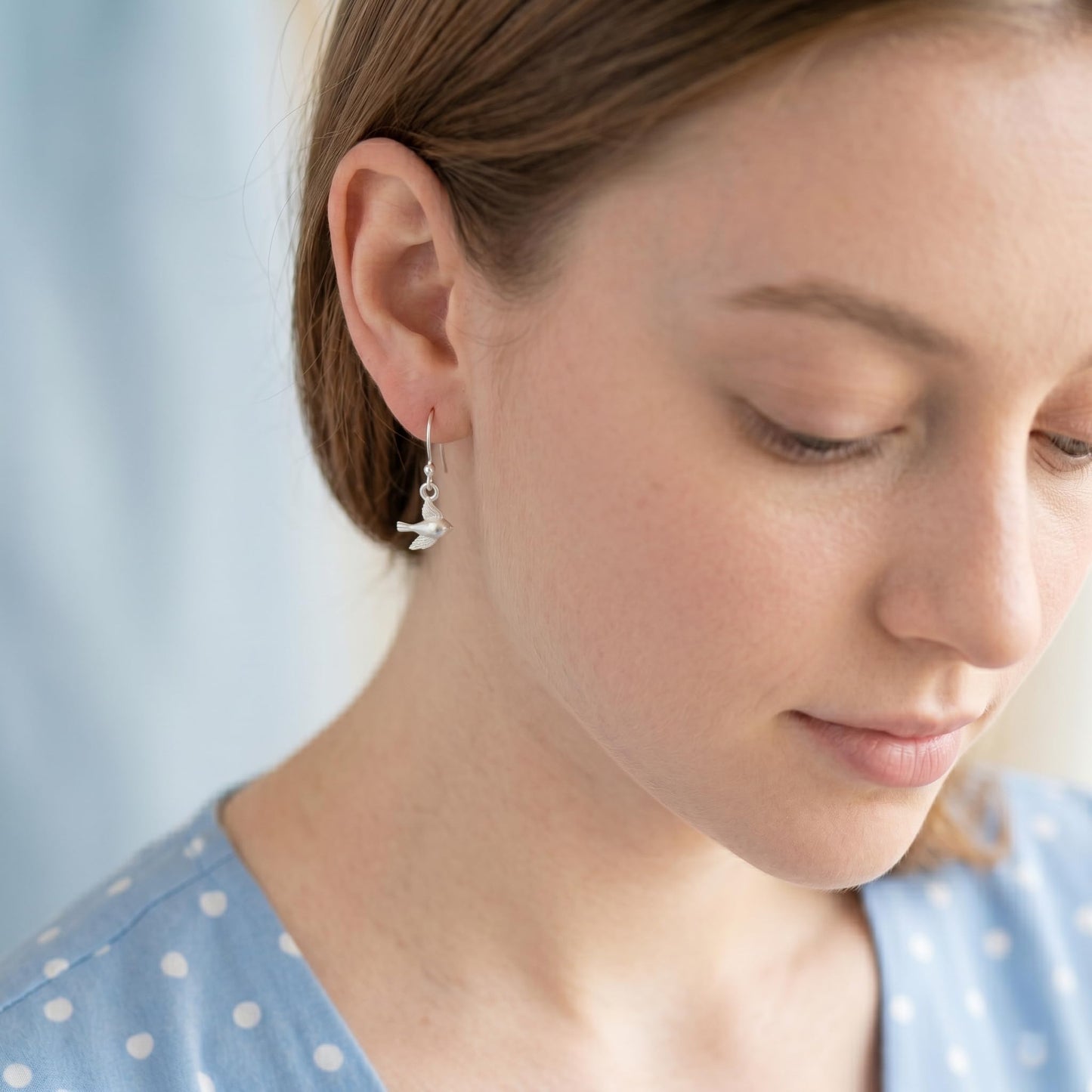 Sterling Silver Little 3d Shiny Flying Bird Pendant Charm For Earrings Necklace Bracelet