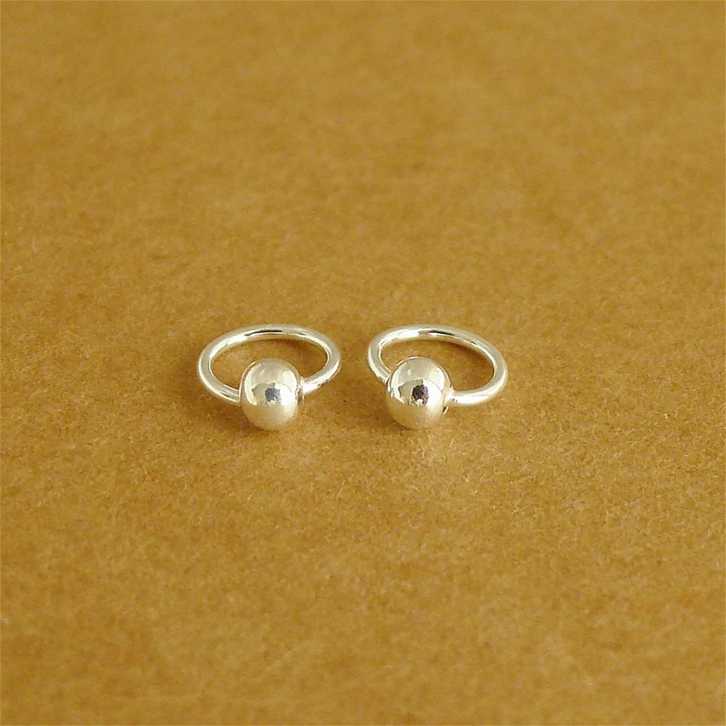 Sterling Silver 925 Fine Silver 999 Bead Ball Nose Hoop Earrings Unisex 6-14mm