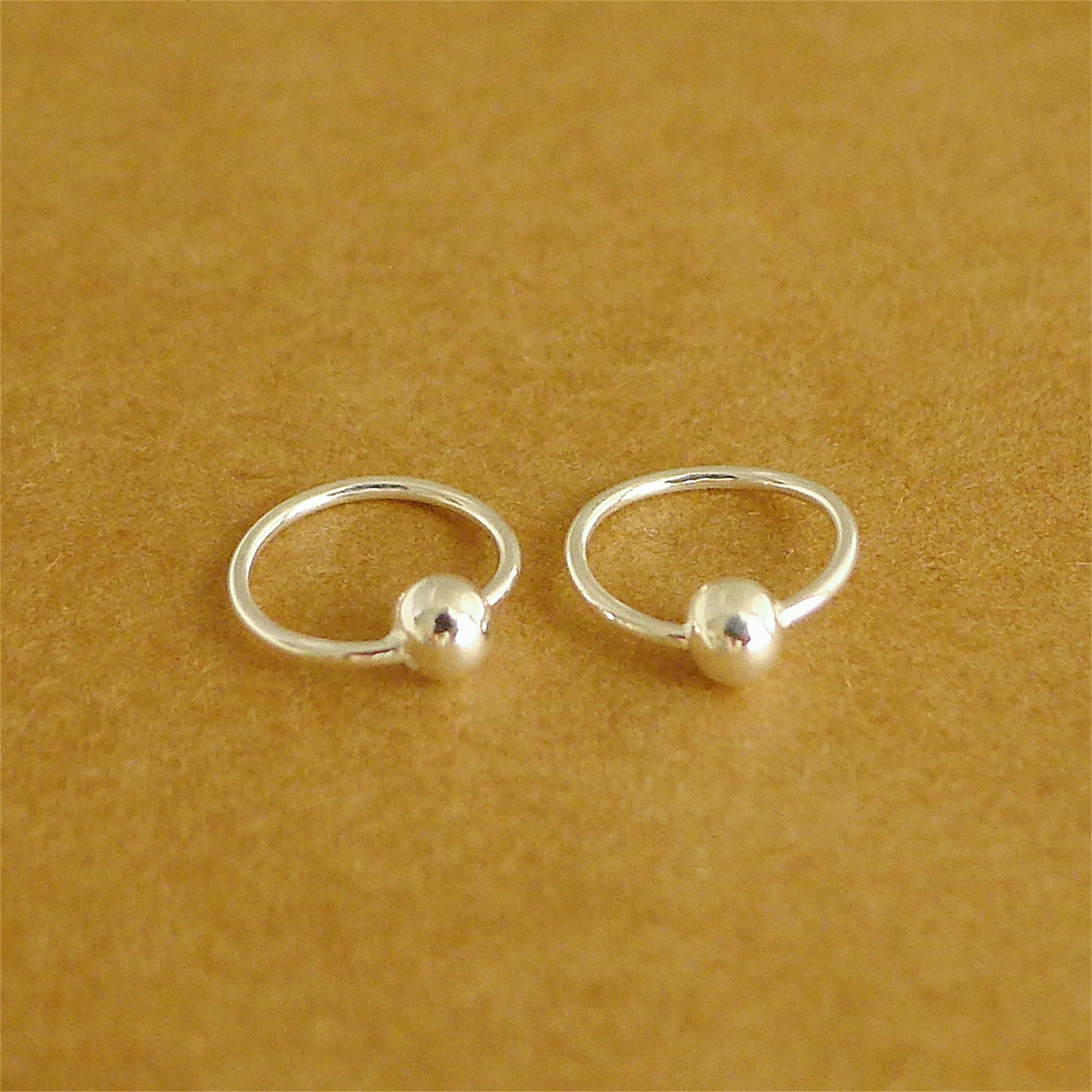 Sterling Silver 925 Fine Silver 999 Bead Ball Nose Hoop Earrings Unisex 6-14mm - sugarkittenlondon