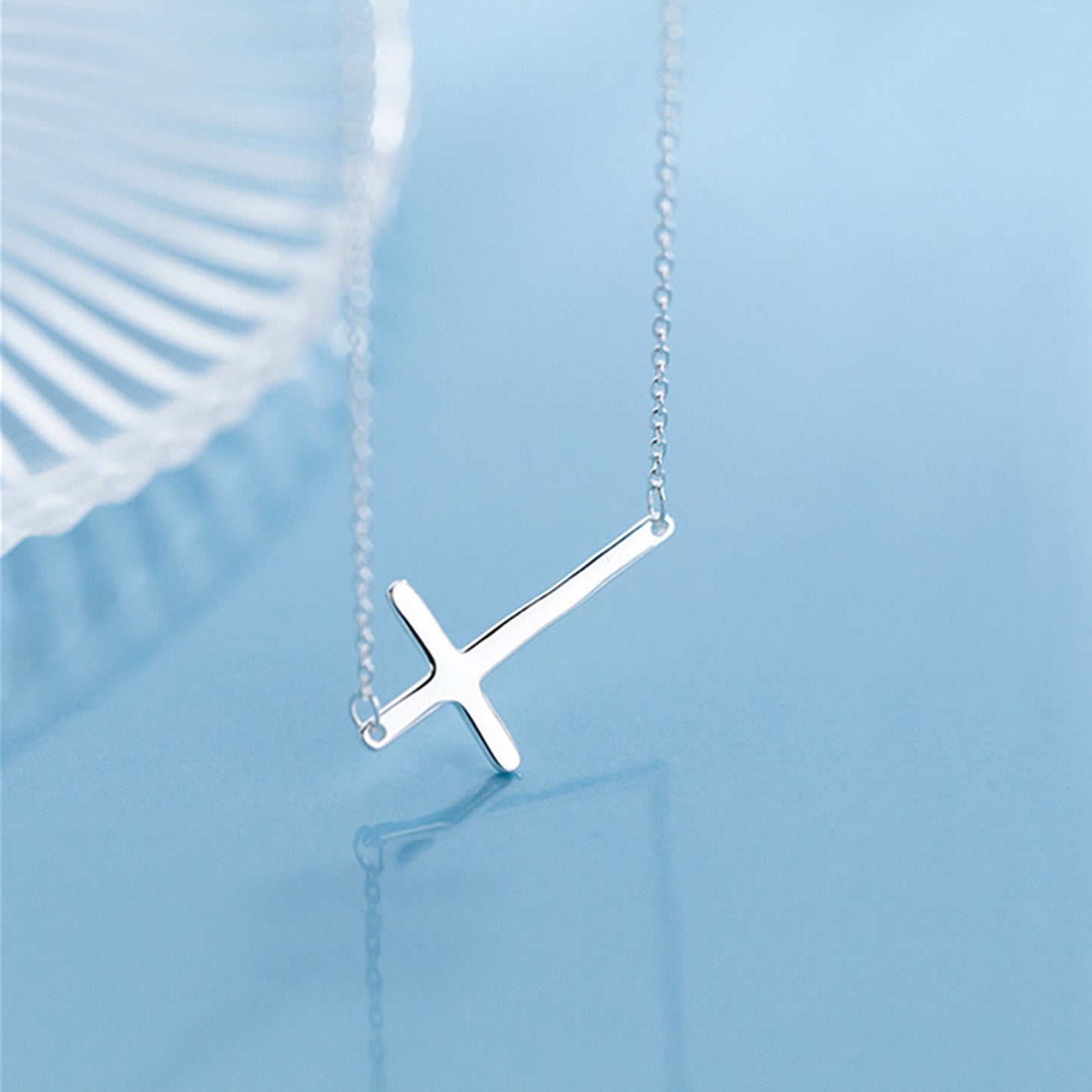 Sterling Silver Reversible Cross Necklace with Versatile Wearability - sugarkittenlondon