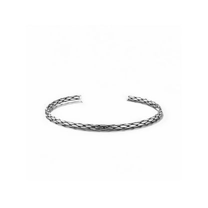 Snake-knot cuff bangle, silver-toned braided wire design