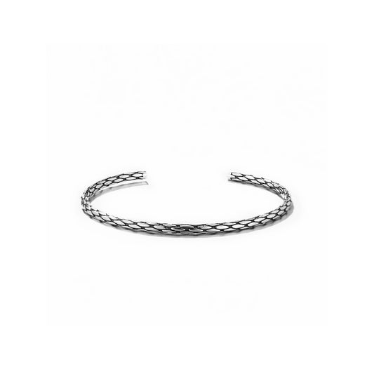 Sterling Silver Oxidised Solid Snake Knot Cuff Bangle Small Wrist 15cm 6''