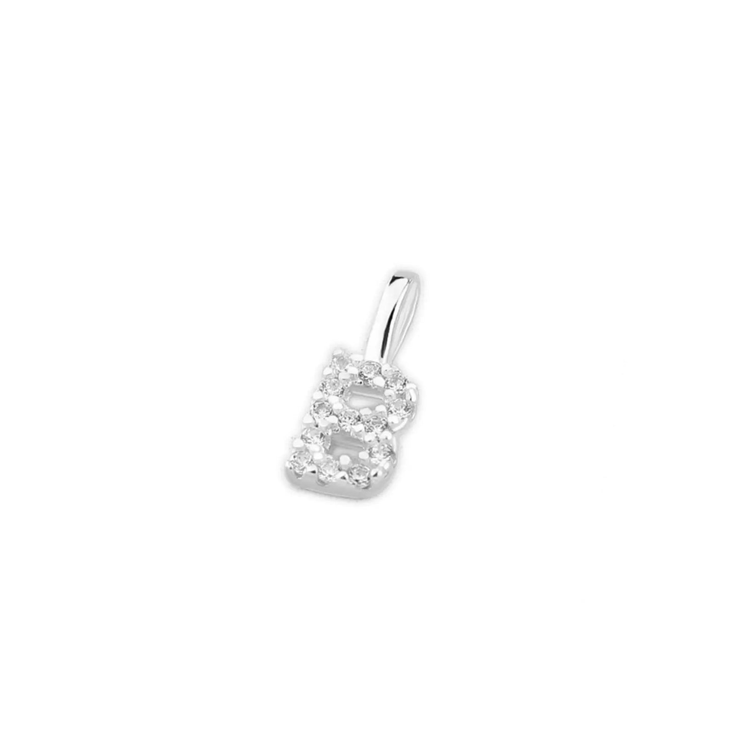 Single mini alphabet letter charm pendant with rhinestone cluster detail