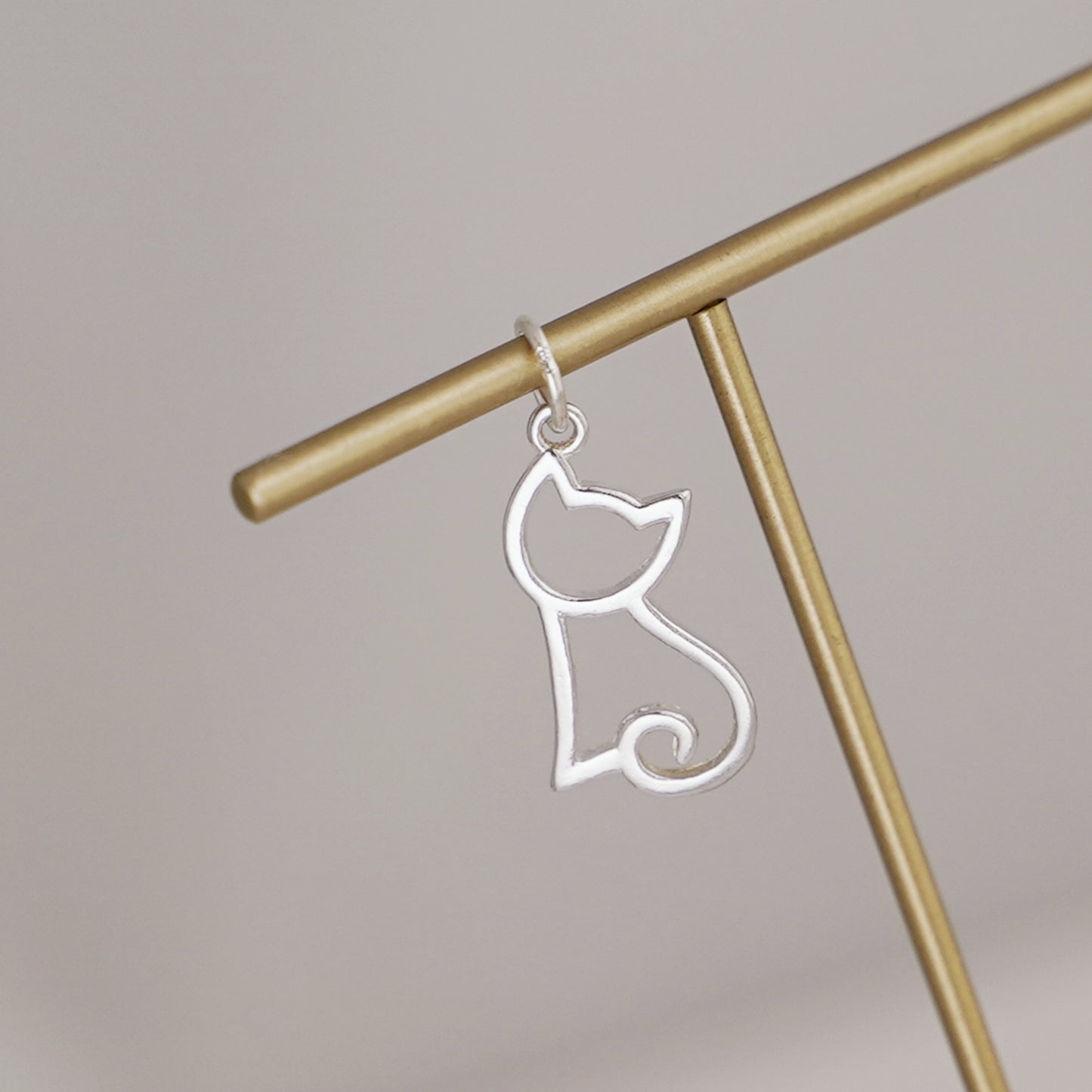 Sterling Silver Hollow Cat Kitten Pendant Charm for Necklace - sugarkittenlondon