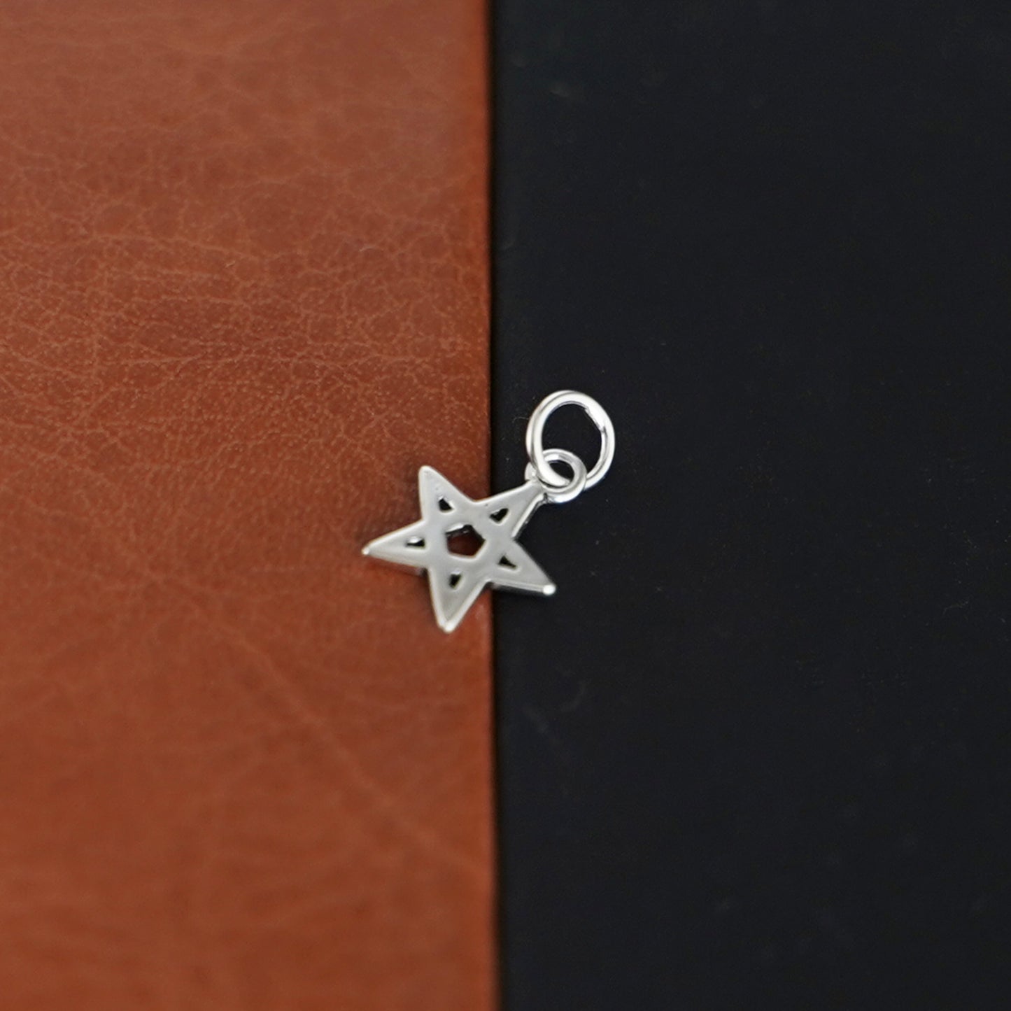 Sterling Silver Hollow Lucky Star Pendant for Necklace or Bracelet - sugarkittenlondon