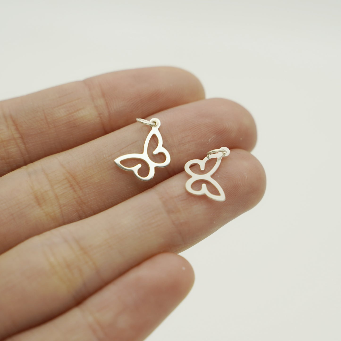 2 Sterling Silver Hollow Butterfly Necklace Bracelet Pendants Charms