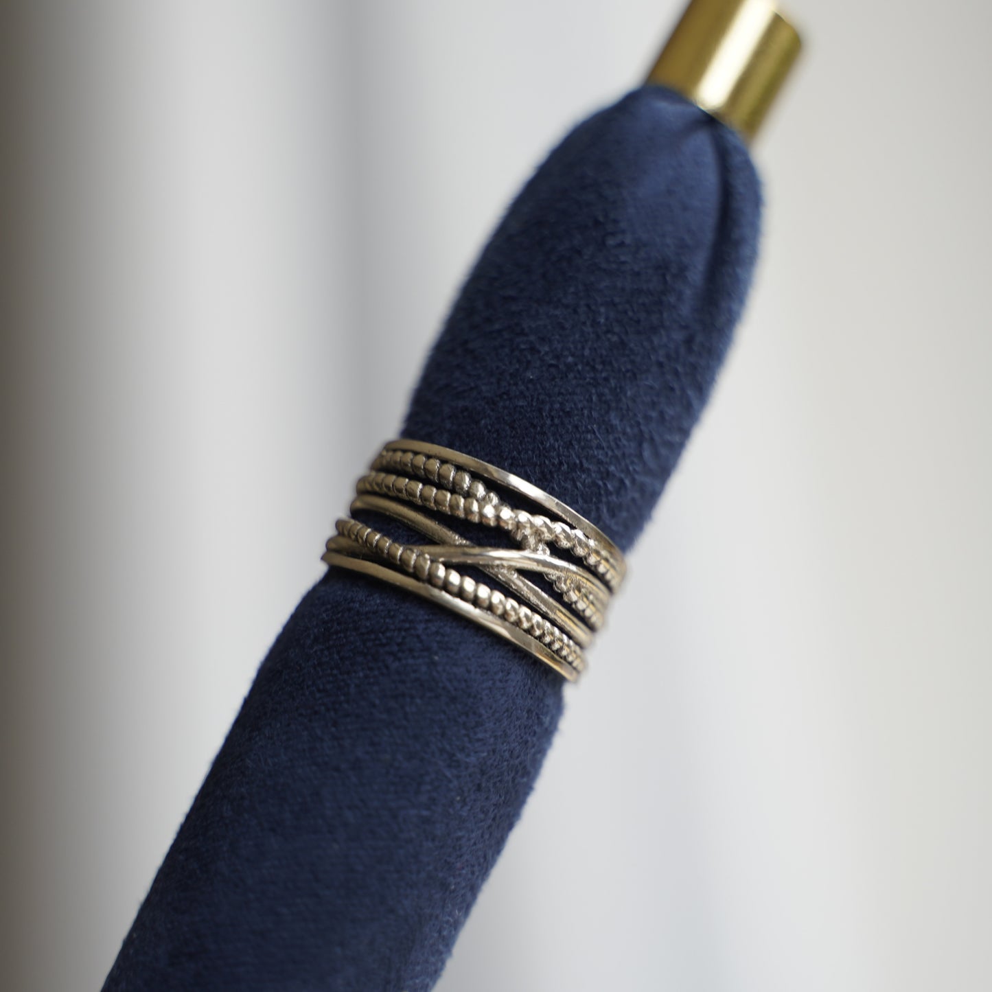 Sterling Silver Entwine Rope Crossover Open End Ring Unisex N - P