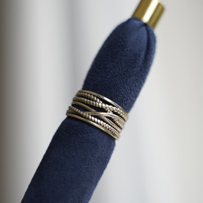 Sterling Silver Entwine Rope Crossover Open End Ring Unisex N - P
