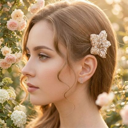 Cat outline stud earrings worn on side profile, small cat face silhouette