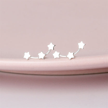 925 Sterling Silver Trinity Star Stud Earrings Tiny, Simple, and Elegant