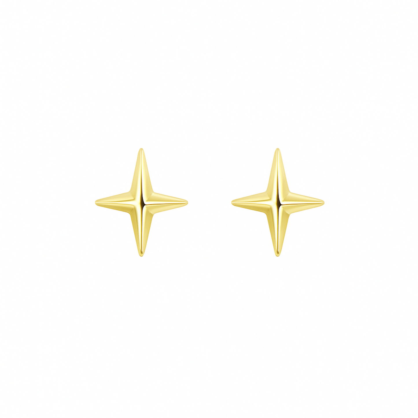 Sterling Silver 4 Pointed Star Cross Unisex Stud Earrings 2 Tones