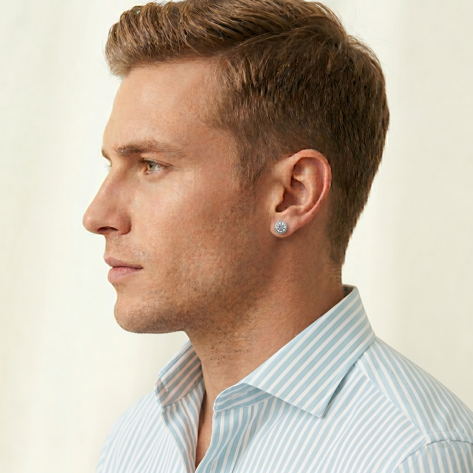 Bezel Solitaire Studs—small round clear stone in bezel with push-back closure