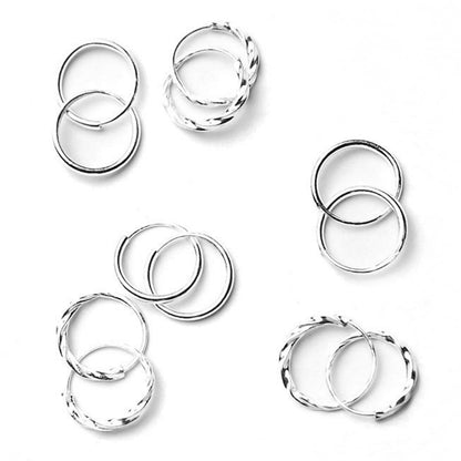 Fine Silver Endless Hoop Earrings – Plain & Twisted (12-15mm)