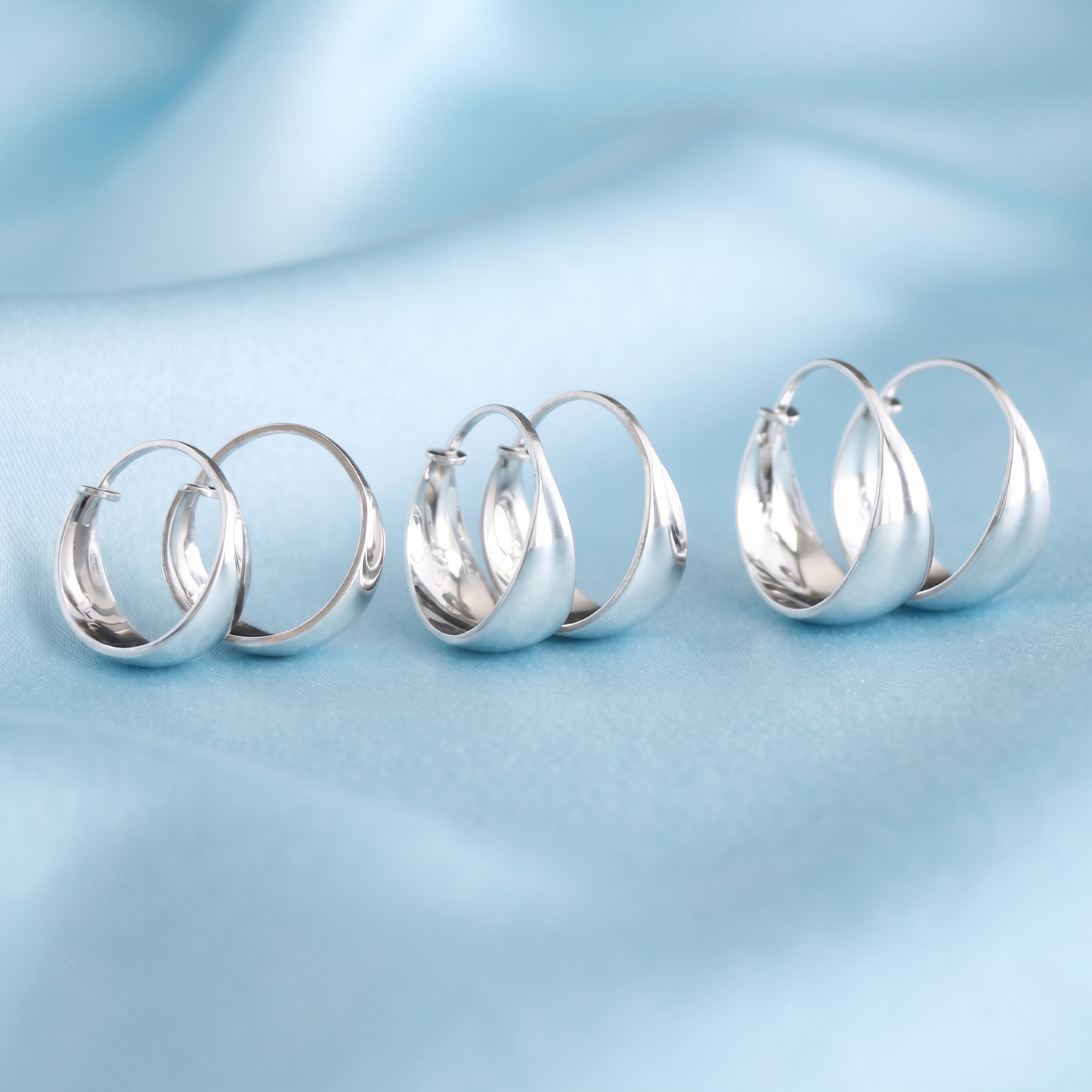 Wide Dome Huggie Earrings, silver-tone hinged hoop with rounded dome face
