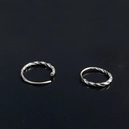 Fine Silver Endless Hoop Earrings – Plain & Twisted (12-15mm)