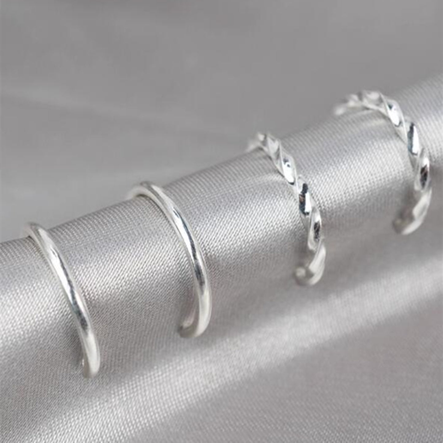 Fine Silver Endless Hoop Earrings – Plain & Twisted (12-15mm)