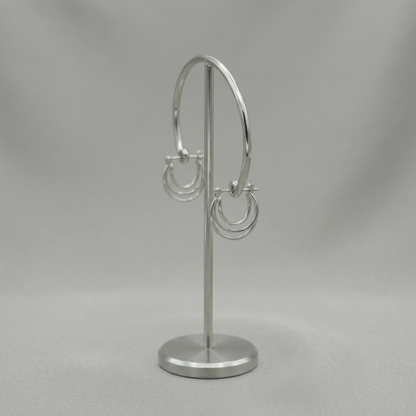 Silver Triple Rings Creole Hoop Earrings