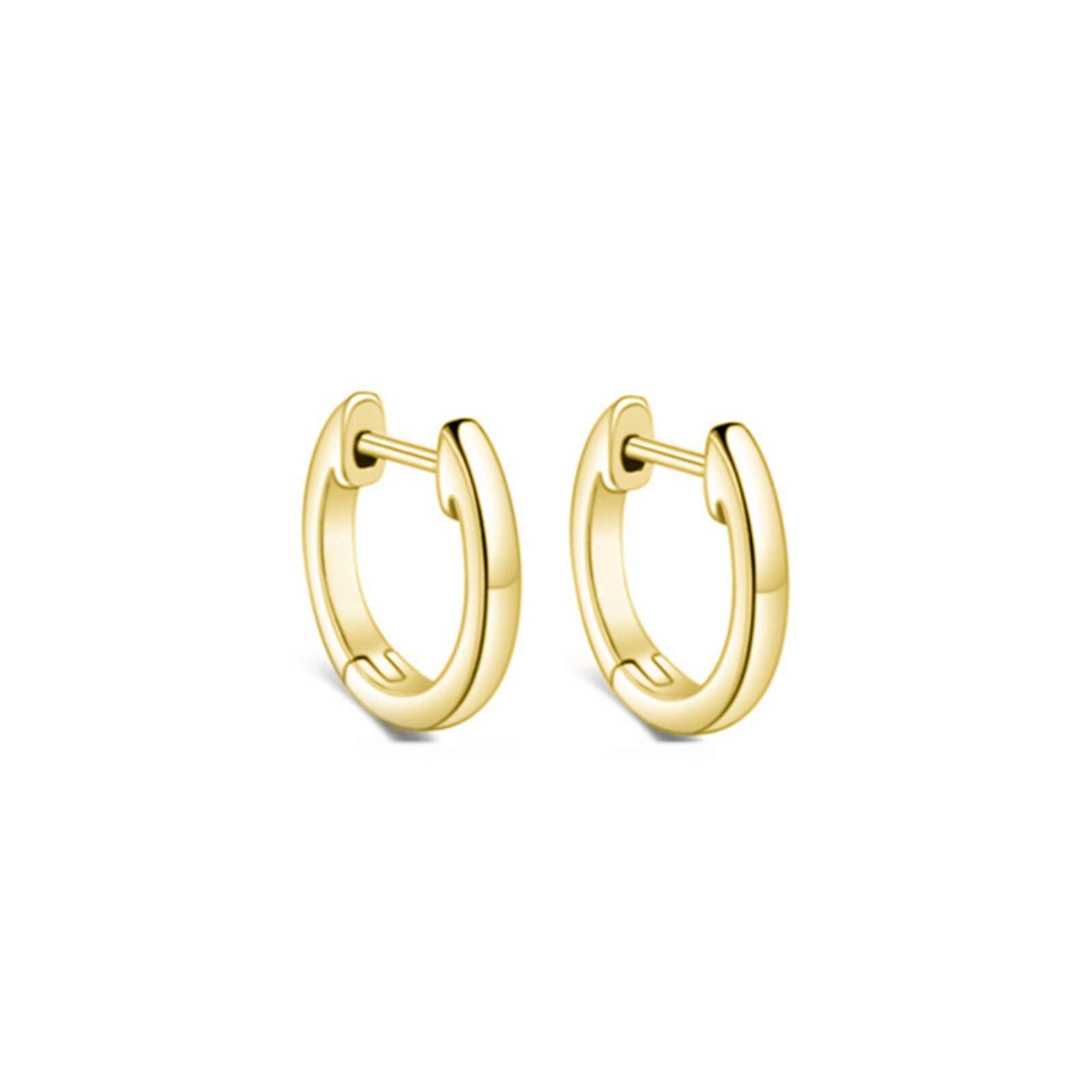 18K gold latch-back hoop earrings, front view, paired