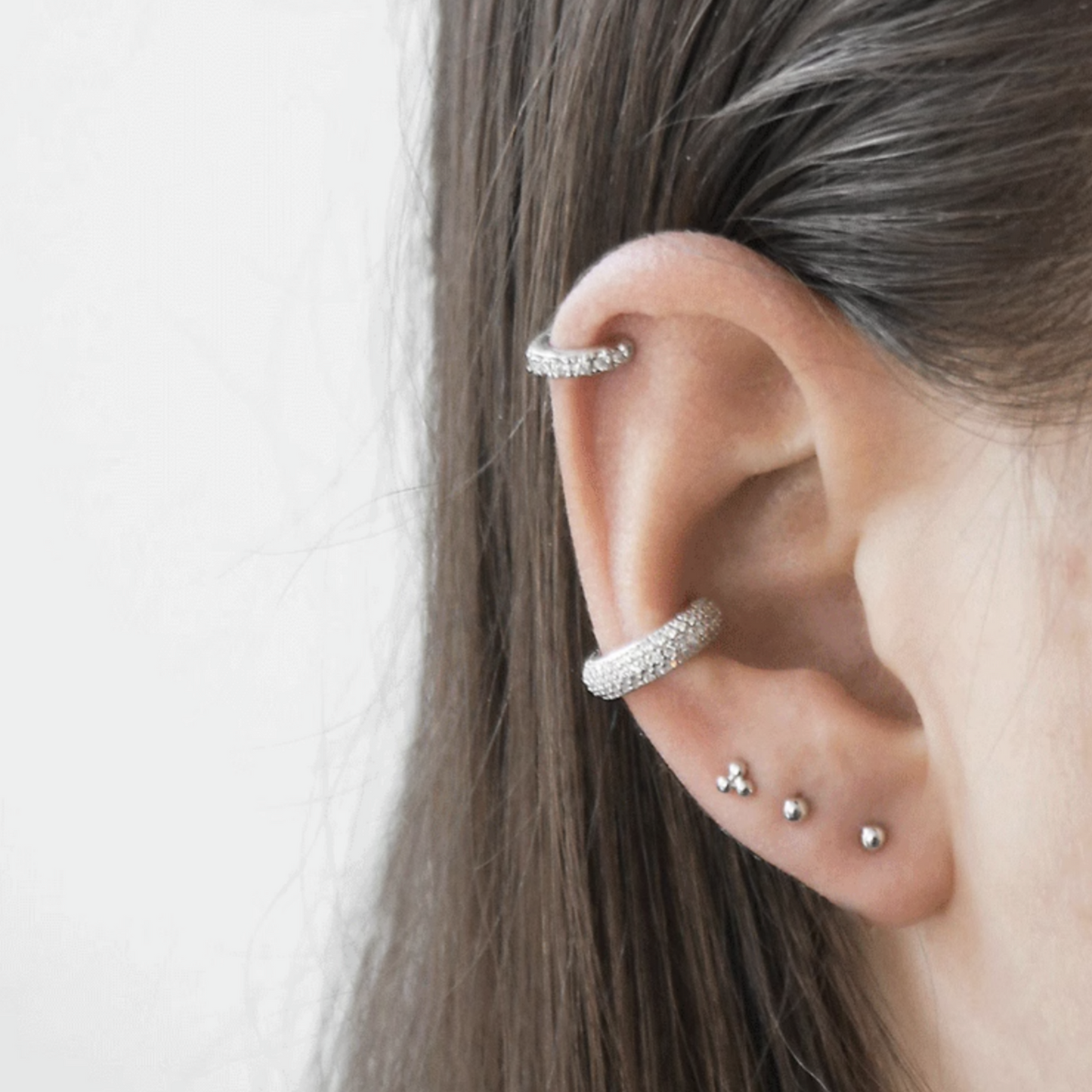 3mm CZ Huggie Sleeper Hoop Earrings in Sterling Silver | Rhodium & Gold Plating - sugarkittenlondon