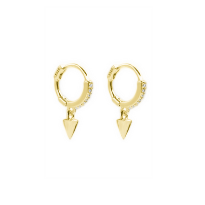 Gold cone spike hoop earrings with small studded detail