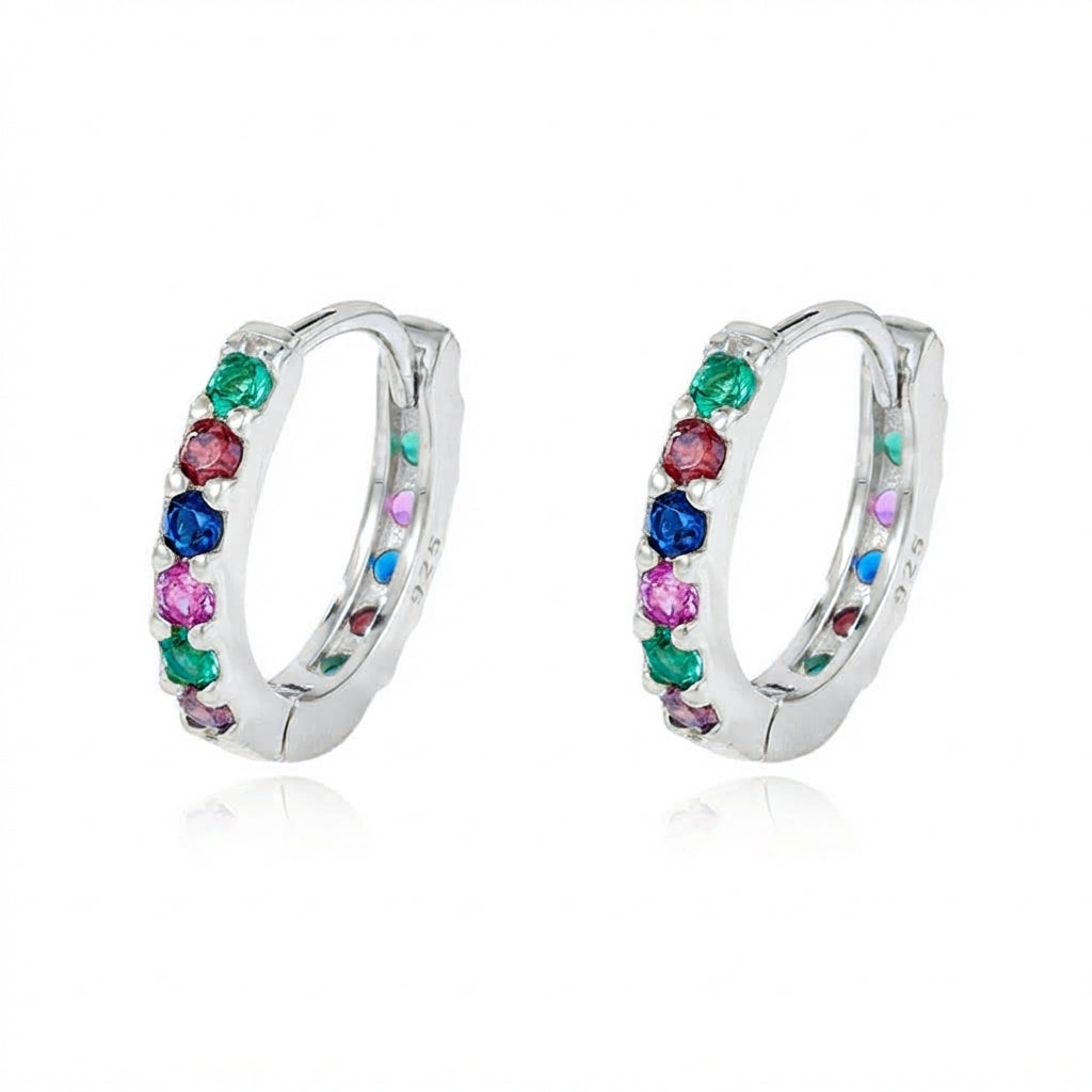 Full Eternity Rainbow Hoop Earrings