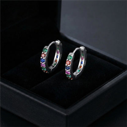 Full Eternity Rainbow Hoop Earrings