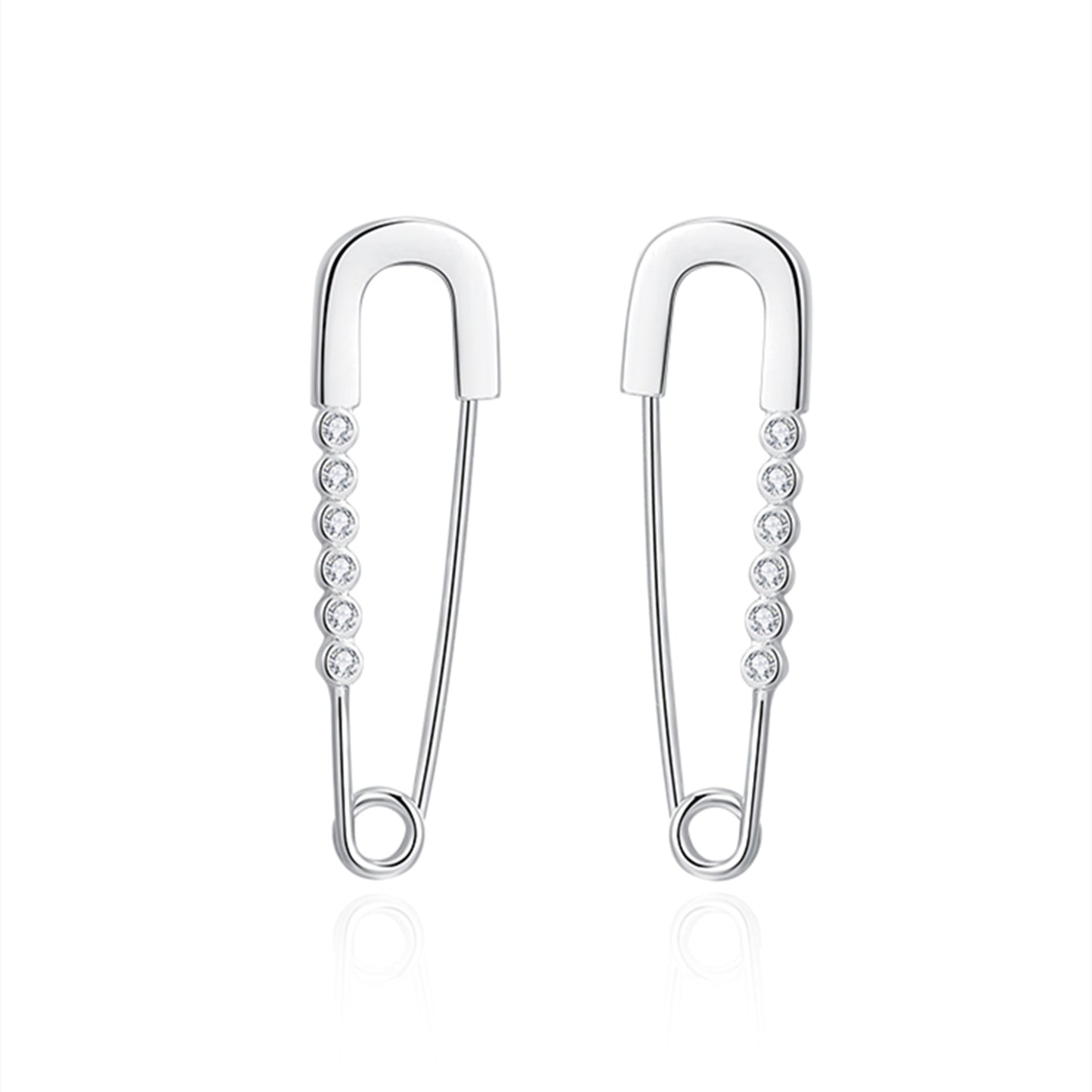 Safety Pin CZ Hoops