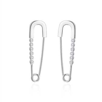 Safety Pin CZ Hoops