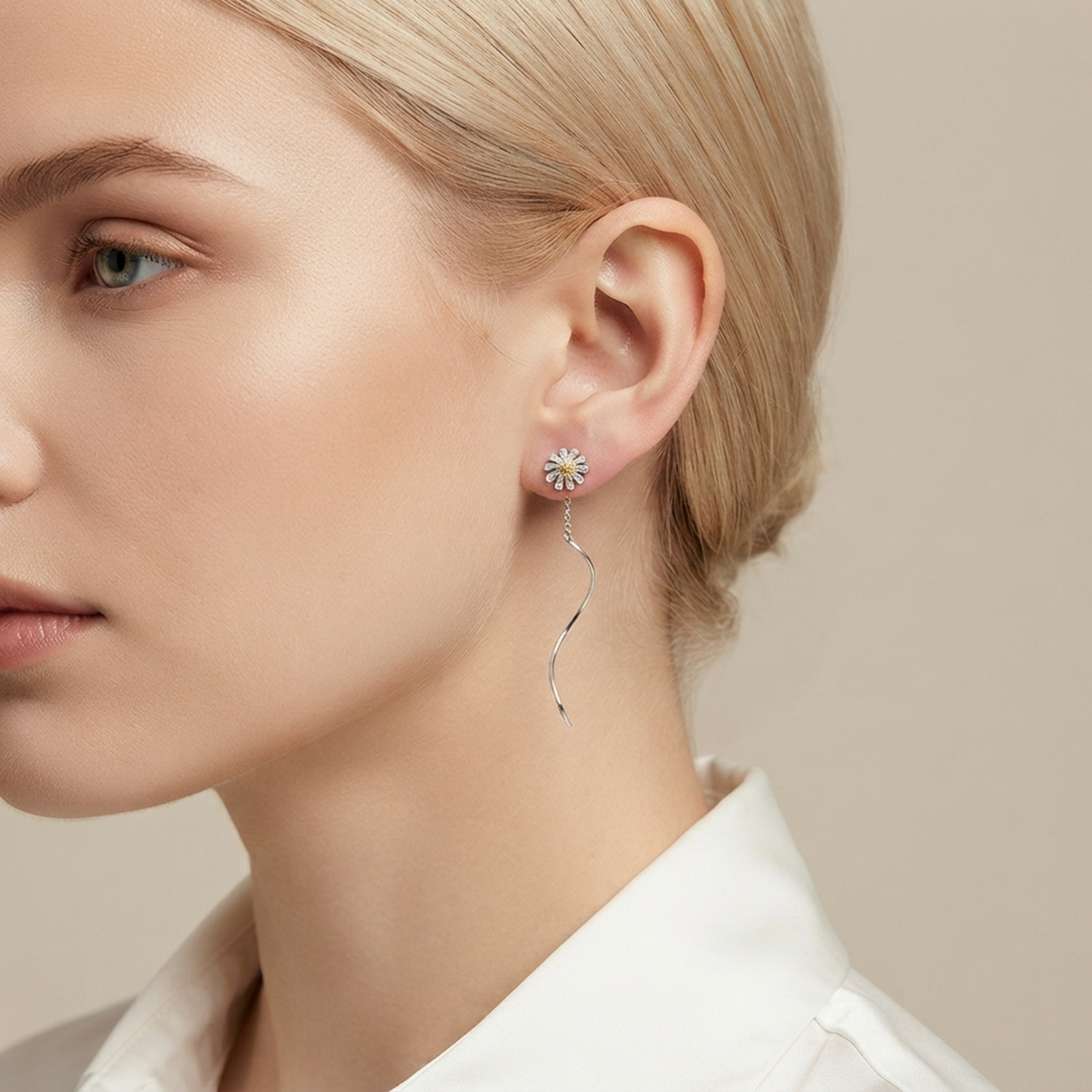 Daisy Wave Threader Earrings