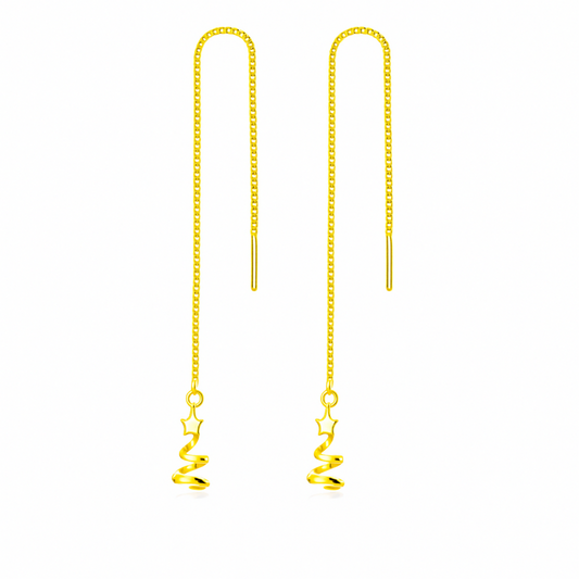 Sterling Silver Star Ribbon Christmas Tree Pull Through Threader Earrings