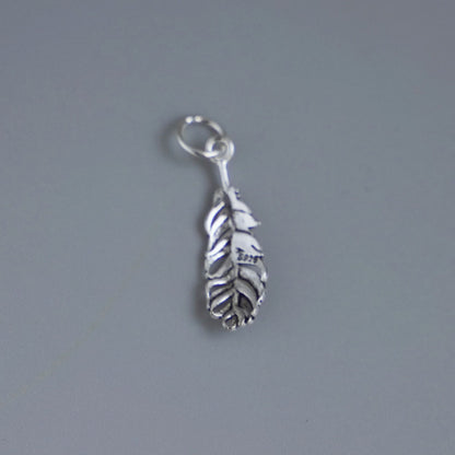 Sterling Silver Feather Leaf Charm Pendant for necklace & earrings - sugarkittenlondon